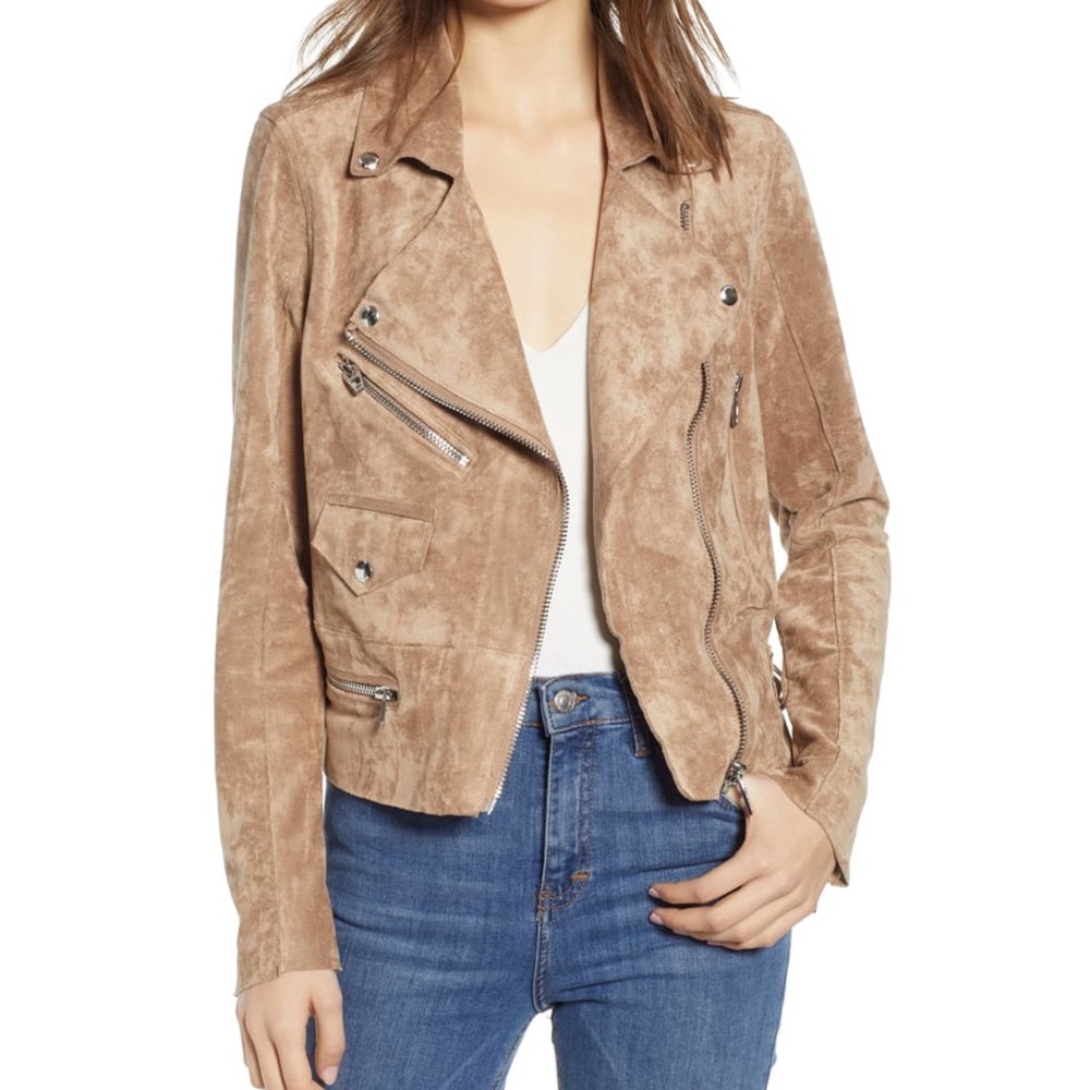 BLANK NYC Faux Suede Brick Wall Moto Jacket FLAWED